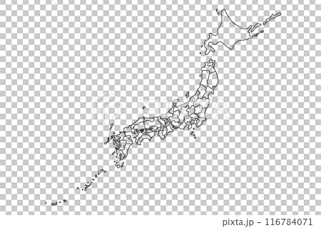 A loosely drawn map of Japan A loosely drawn map of Japan 116784071