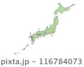 ゆるい手書きのカラー日本地図 116784073