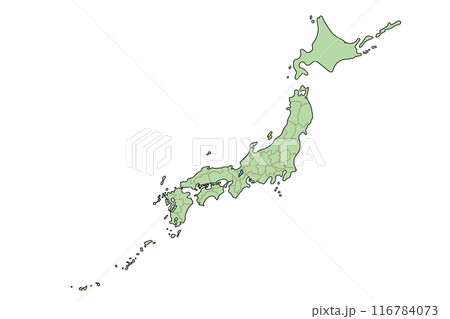 ゆるい手書きのカラー日本地図 ゆるい手書きのカラー日本地図 116784073