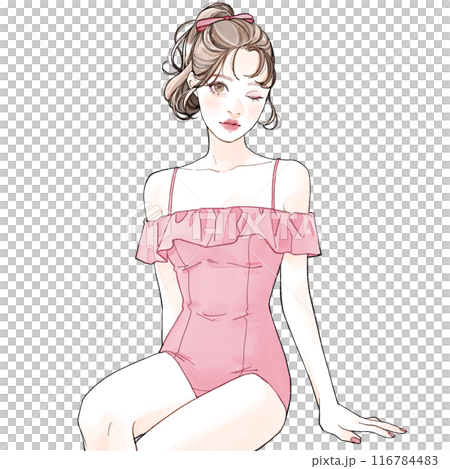 woman sitting in swimsuit 116784483