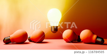 One out unique idea light bulb - 3D One out unique idea light bulb - 3D 116784505