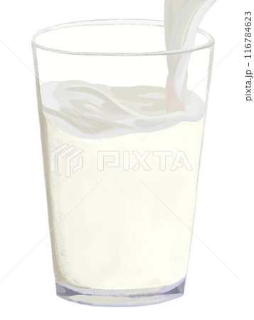 牛乳（コップに注いでいる）4分の3 116784623
