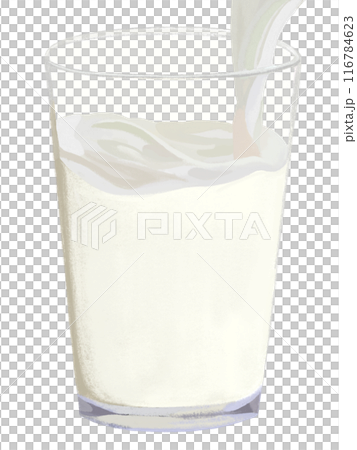 牛乳（コップに注いでいる）4分の3 116784623