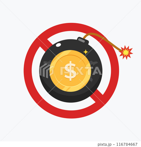 A forbidden warning about big bomb and the gold coin image in it. A forbidden warning about big bomb and the gold coin image in it. 116784667