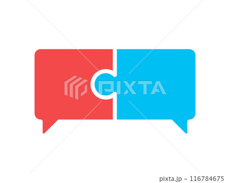 Two bubble text combined as a puzzle. Isolated Vector Illustration 116784675