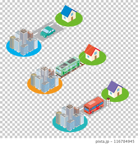 Illustration of commuting means Illustration of commuting means 116784945