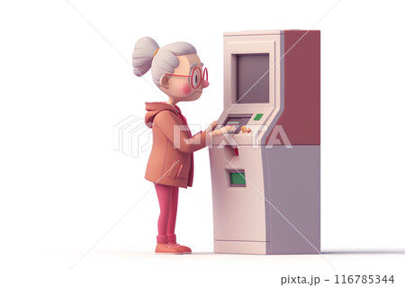 ATMを利用するシニアの女性 116785344