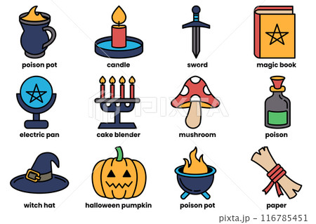 Set of Halloween and ghost icons in line style. Set of Halloween and ghost icons in line style. 116785451
