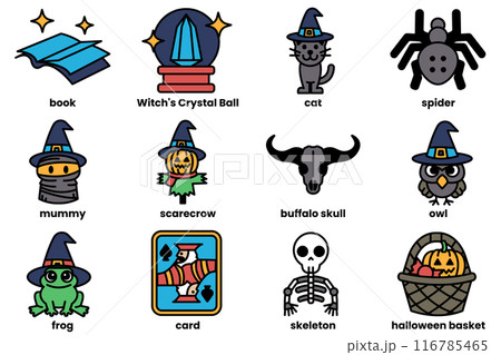 Set of Halloween and ghost icons in line style. 116785465