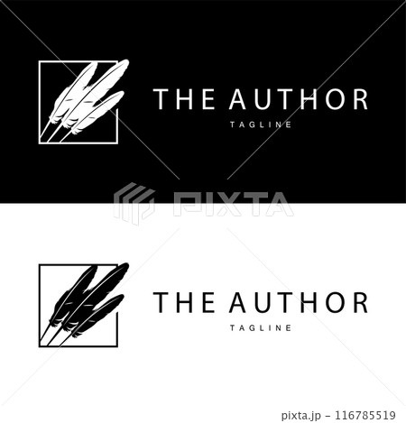Feather Silhouette Logo, Author Design Luxury Simple Elegant Vector Illustration Template 116785519