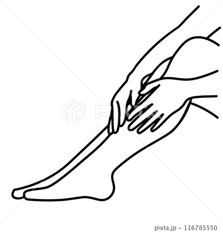 脚をマッサージする線画イラスト 脚をマッサージする線画イラスト 116785550