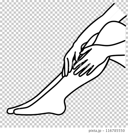 脚をマッサージする線画イラスト 脚をマッサージする線画イラスト 116785550