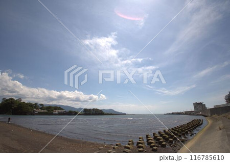 青い空と沼津の運河と海 青い空と沼津の運河と海 116785610