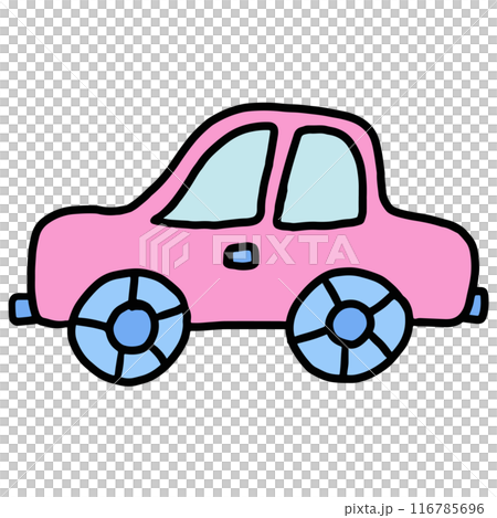 Hand drawn car for transportation, vehicle, traffic, back to school, office work, trip, vacation, travel, holidays, weekend, cute patches, shirt print, sticker, logo, icon, pollution, decoration, ads 116785696