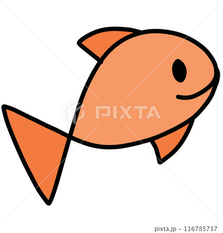 Hand drawn fish for colouring book, animal print, aquarium, logo, icon, sticker, cute patches, art, kid activity, family trip, vacation, travel, zoo, pet lover, decoration, ocean, plush toy, doll 116785737