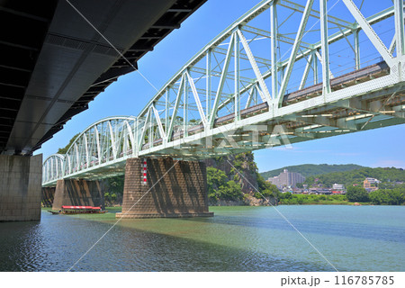 《愛知県》犬山市　犬山橋と木曽川鵜飼の遊覧船 116785785