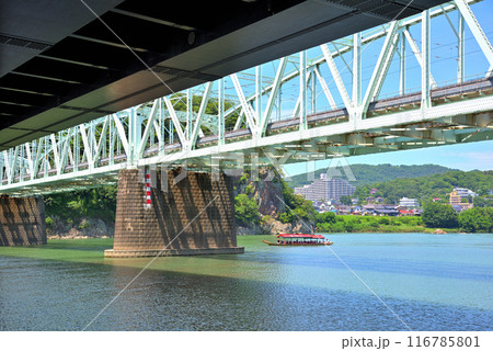 《愛知県》犬山市 犬山橋と木曽川鵜飼の遊覧船 《愛知県》犬山市 犬山橋と木曽川鵜飼の遊覧船 116785801