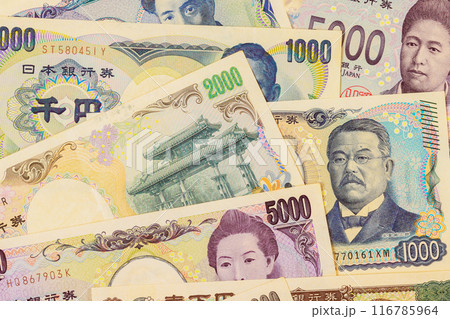 Japanese various denomination banknotes cash issued is 2024 by Nippon Ginko national bank Japanese various denomination banknotes cash issued is 2024 by Nippon Ginko national bank 116785964