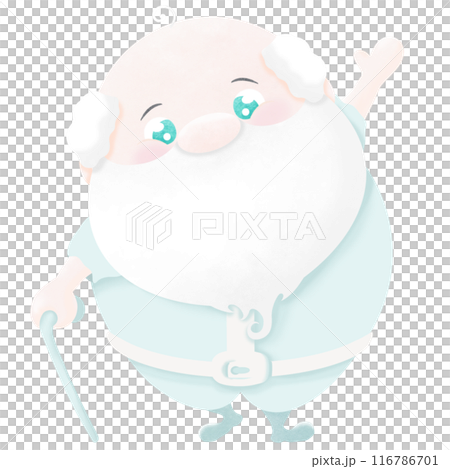 Grandfather stood waving his hand and holding a cane Grandfather stood waving his hand and holding a cane 116786701