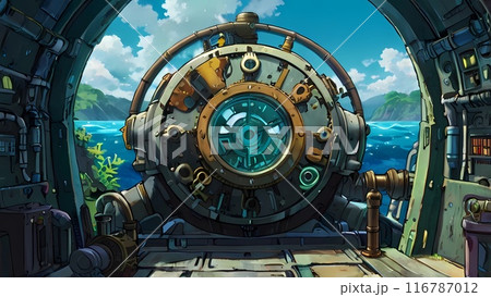 ゲーム背景　スチームパンクな飛行艇ボイラー室 116787012