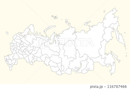 ロシア連邦の地図、州・共和国・地方・自治管区・連邦市の境界線 ロシア連邦の地図、州・共和国・地方・自治管区・連邦市の境界線 116787466