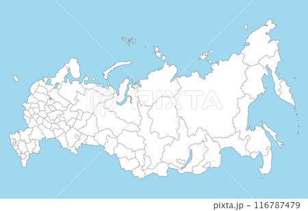 ロシア連邦の地図、州・共和国・地方・自治管区・連邦市の境界線 116787479