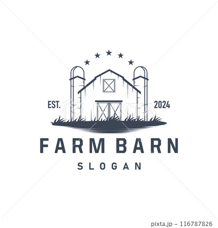 Barn logo agriculture building template farmer farm vintage design simple retro style illustration 116787826