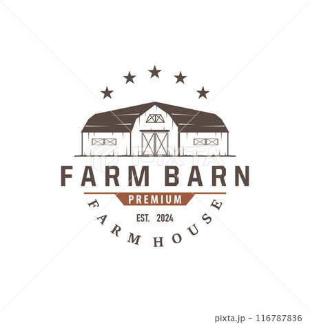 Barn logo agriculture building template farmer farm vintage design simple retro style illustration 116787836