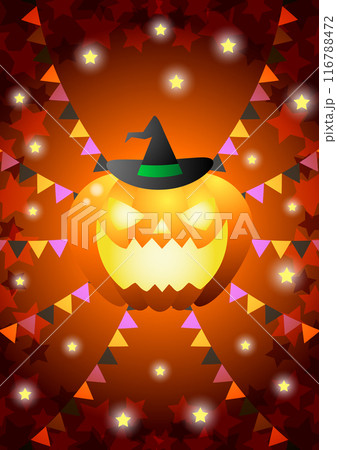 ハロウィン、カボチャ、ガーランド、キラキラ、イラスト、背景、かわいい、橙、縦 ハロウィン、カボチャ、ガーランド、キラキラ、イラスト、背景、かわいい、橙、縦 116788472