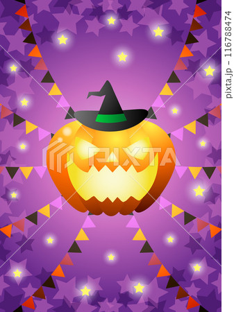 ハロウィン、カボチャ、ガーランド、キラキラ、イラスト、背景、かわいい、紫、縦 ハロウィン、カボチャ、ガーランド、キラキラ、イラスト、背景、かわいい、紫、縦 116788474