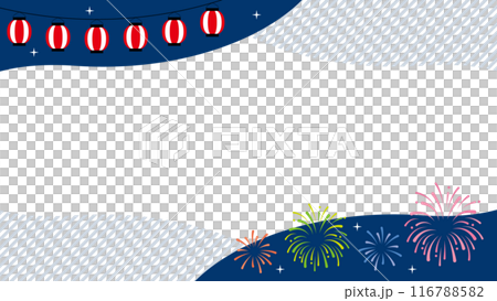 Summer festival frame: lanterns and fireworks 116788582