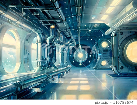 ゲーム背景 挿絵風イラスト工場内部 ゲーム背景 挿絵風イラスト工場内部 116788674