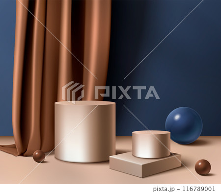 3d silk curtain and product podium background 3d silk curtain and product podium background 116789001