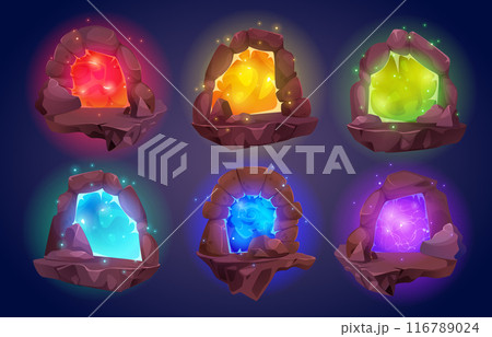 Magic stone portals set isolated on background 116789024