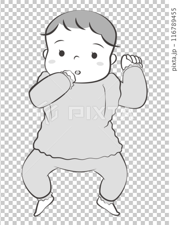 あどけない赤ちゃん（白黒）-女の子 116789455