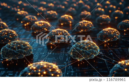 Brain system. AI futuristic cyberspace. Digital cyber neural technology. Business internet innovation. Electric idea. Abstract computer artificial intelligence. 116789961
