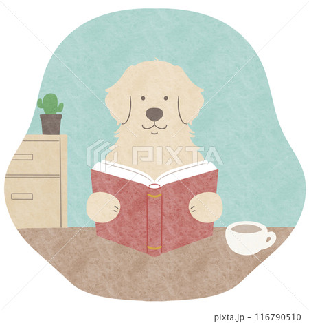 部屋 読書する犬 116790510