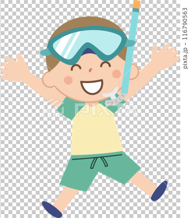 Boy with a snorkel 116790563