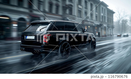 Luxury SUV in Urban Setting, dynamic shot Luxury SUV in Urban Setting, dynamic shot 116790676