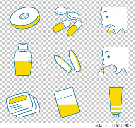 Dosage form illustration set Various types of medicine 116790907