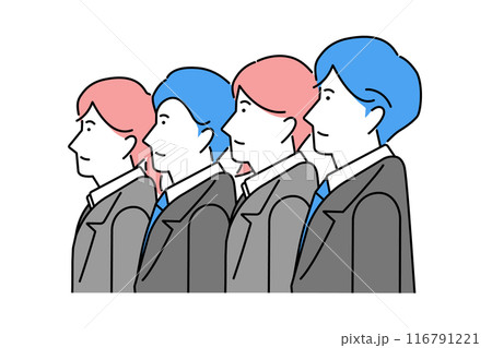 横向きのビジネスチームのイラスト 横向きのビジネスチームのイラスト 116791221