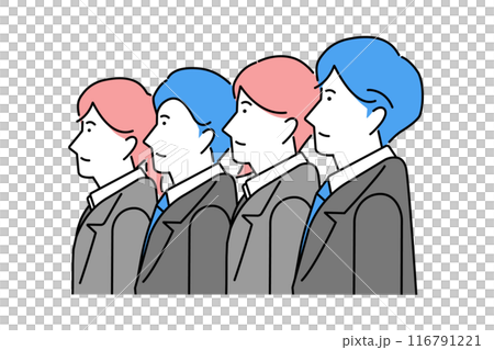 Illustration of a business team facing sideways 116791221