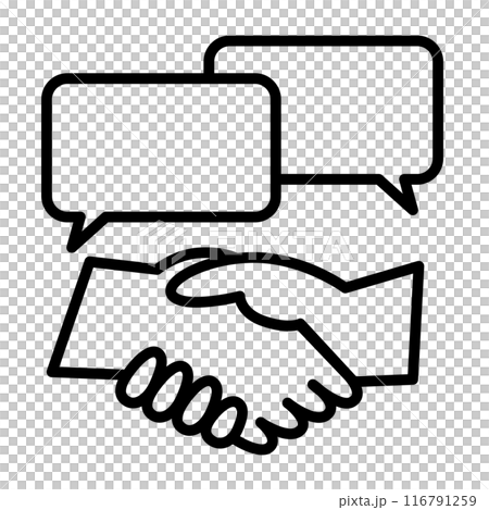 握手和語音氣泡圖示。 握手和語音氣泡圖示。 116791259