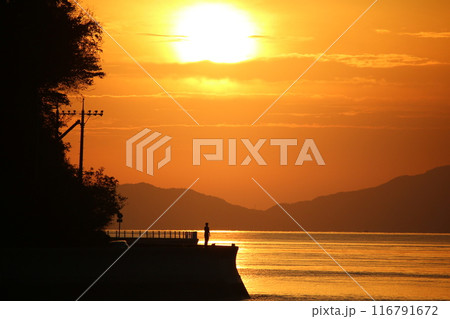 瀬戸内の夕日 116791672
