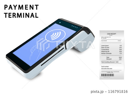 Vector Realistic 3d Payment Wi-Fi Machine, Smarthone. POS Terminal. 116791816