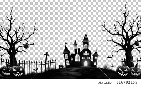 halloween background black and white with pumpkins and bats halloween background black and white with pumpkins and bats 116792155