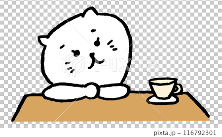 可愛母貓角色的日常生活插畫 116792301