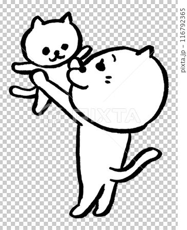 可愛母貓角色的日常生活插畫 116792365