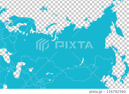 ロシア連邦と周辺国の国境のある地図、シルエット 116792560