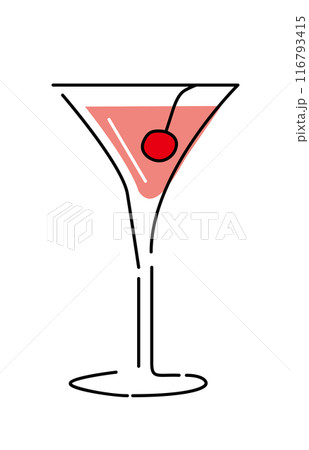 シンプルな線で描いたアルコールドリンクのイラスト 116793415